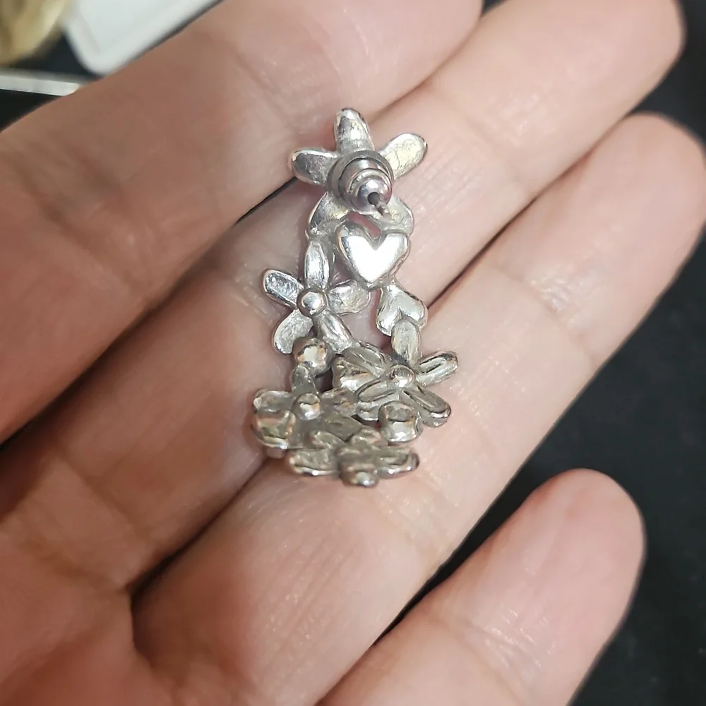 Brighton Heart Floral Silver Earrings - Picture 2 of 4